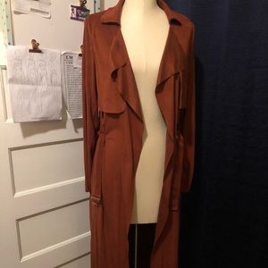 Suede fashionova duster with belt